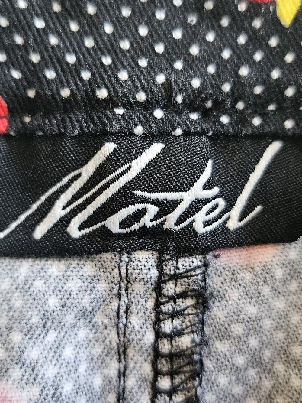 ​Motel Rocks Strawberry Polka Dot Denim Mini Skirt | Size XS Black Red Festival - Picture 5 of 11